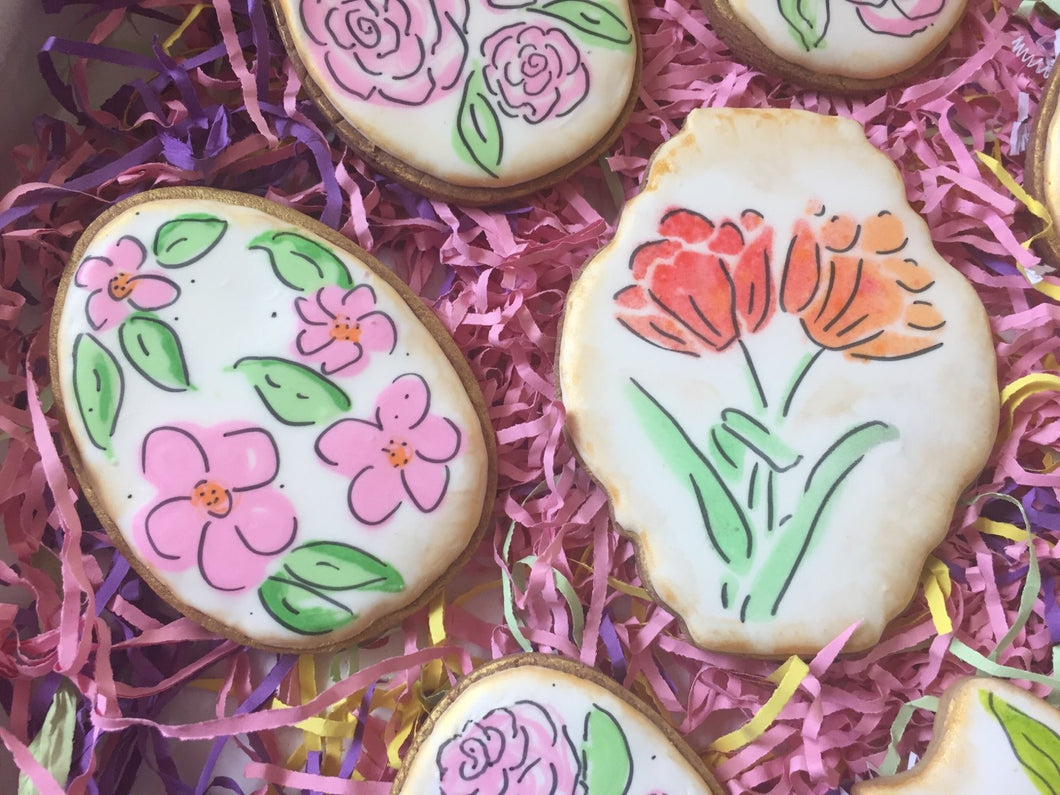 Large Watercolour Floral Cookie