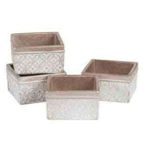 Champaign and White Cement Embossed Planters